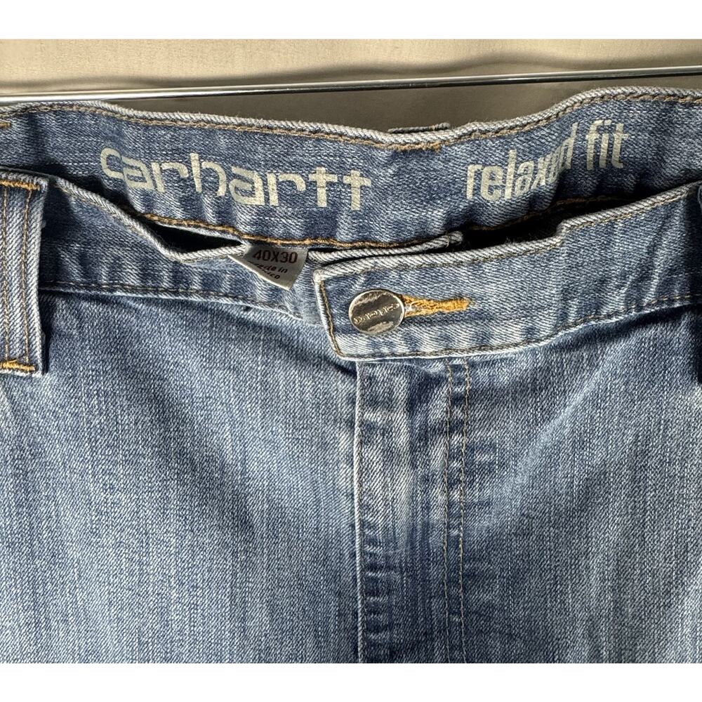 Carhartt Denim Jeans Mens 40x30 Blue Relaxed Fit Pants Workwear - Picture 4 of 6